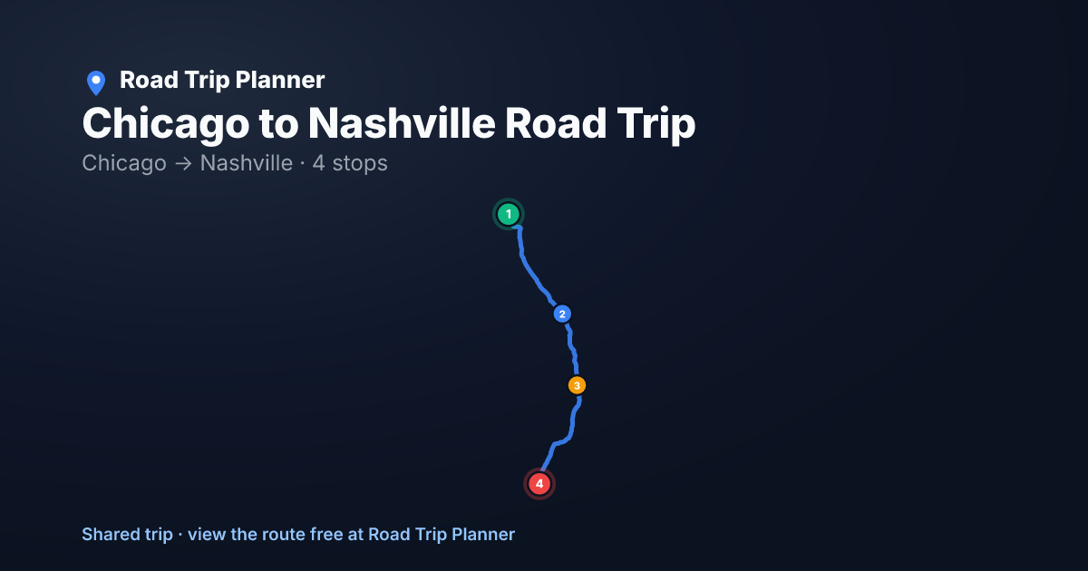 Chicago to Nashville Road Trip map preview