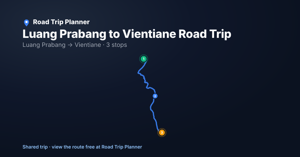 Luang Prabang to Vientiane Road Trip map preview