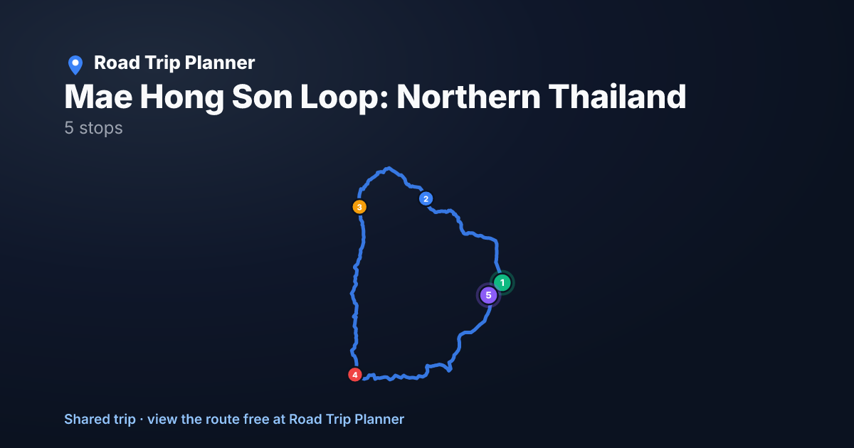 Mae Hong Son Loop: Northern Thailand map preview