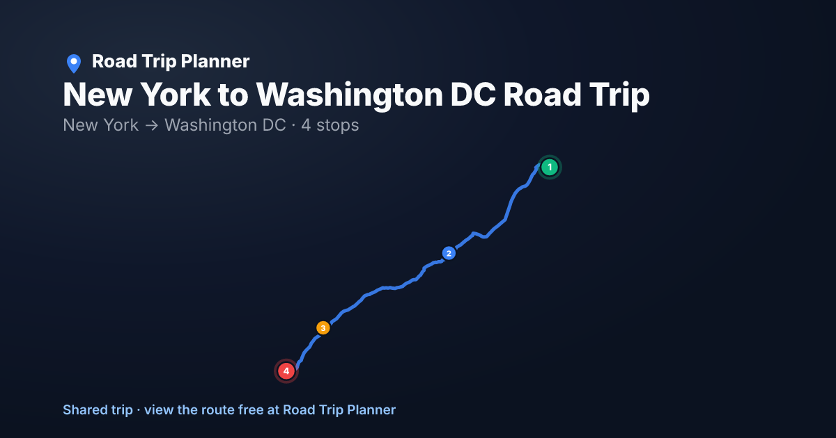 New York to Washington DC Road Trip map preview