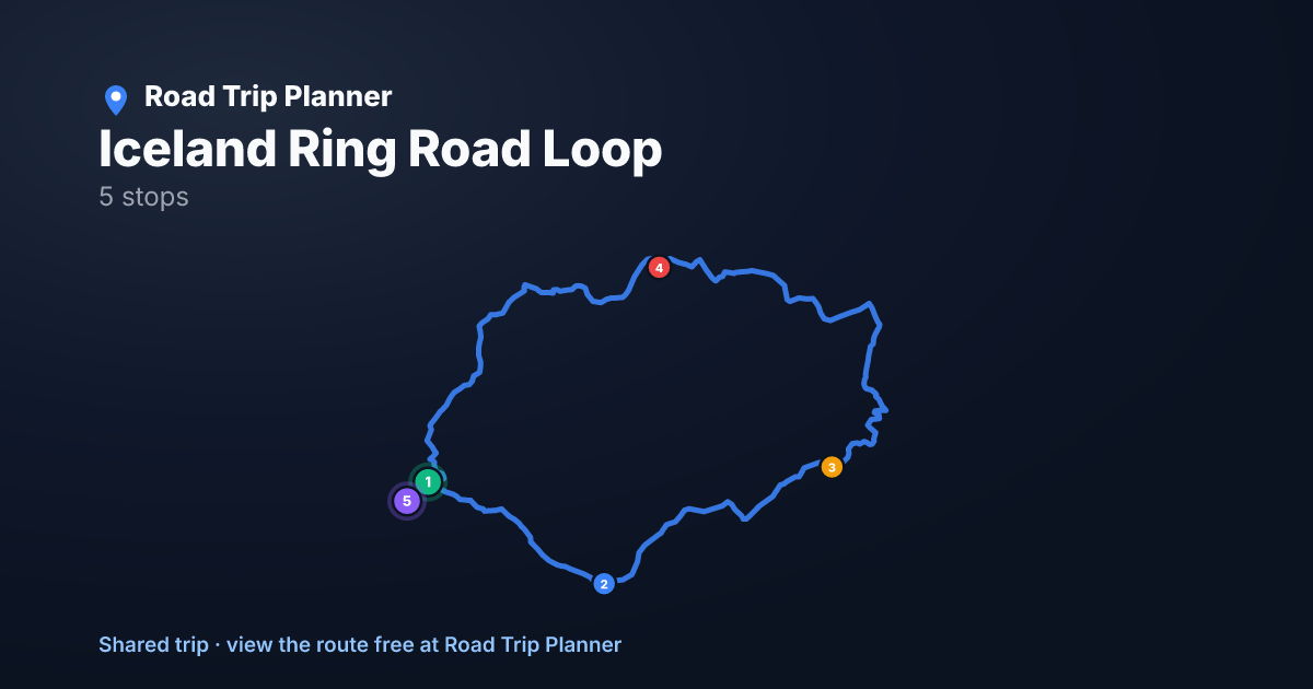 Iceland Ring Road Loop map preview