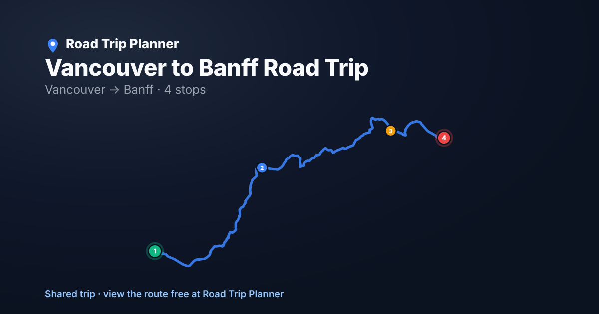 Vancouver to Banff Road Trip map preview