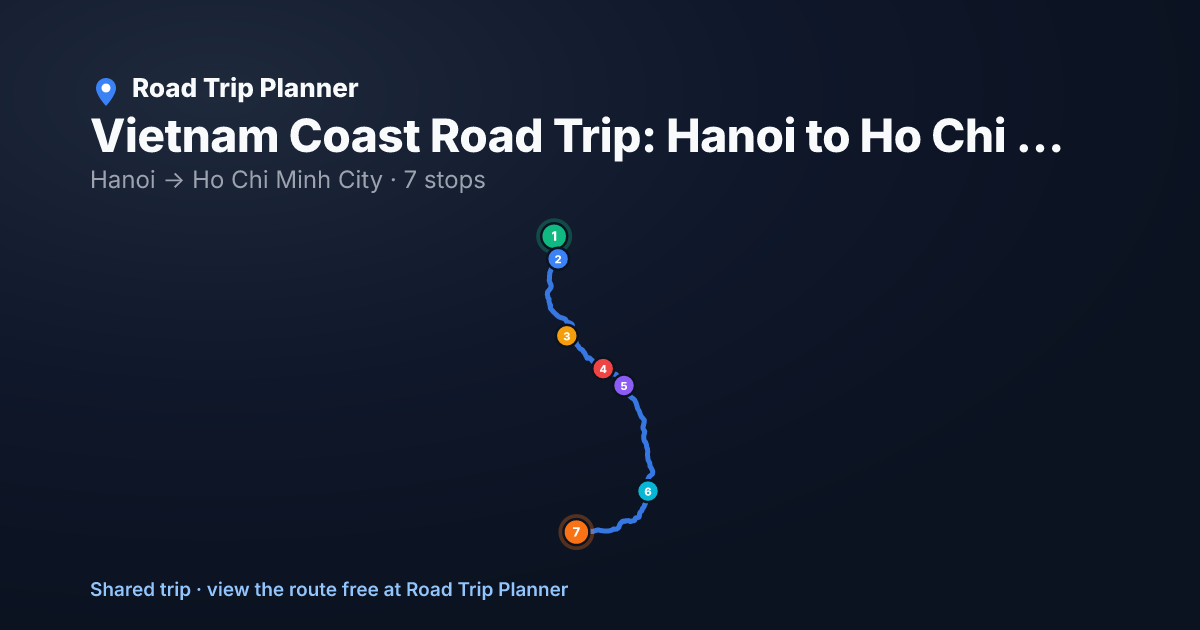 Vietnam Coast Road Trip: Hanoi to Ho Chi Minh City map preview