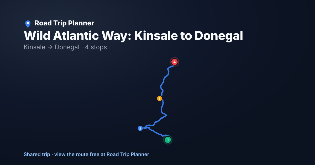 Wild Atlantic Way: Kinsale to Donegal map preview